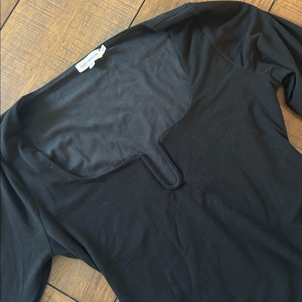 Good American Black V-Neck Bodysuit